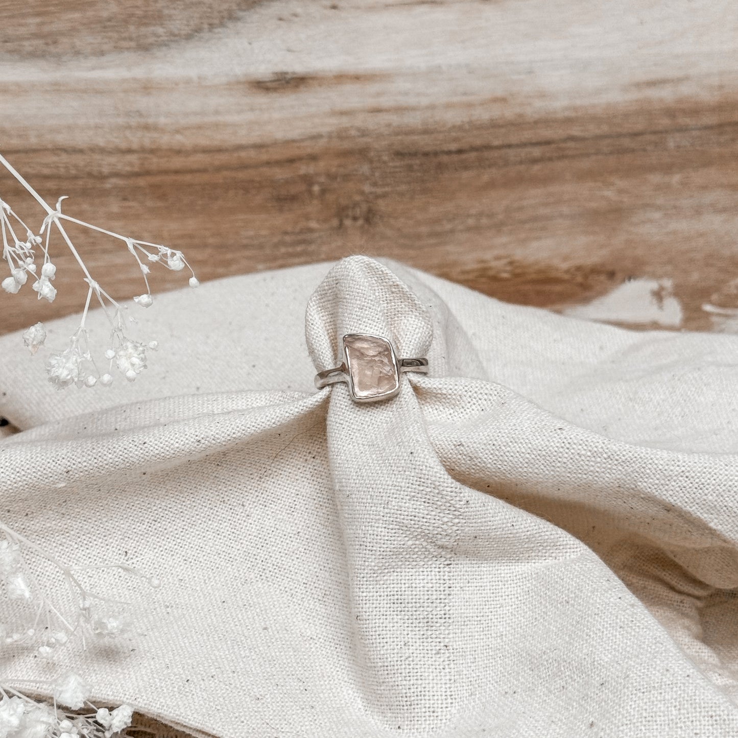 Rose Quartz Gemstone Ring ~ Size 7