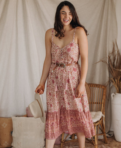 Midi Dress in Pink Sands