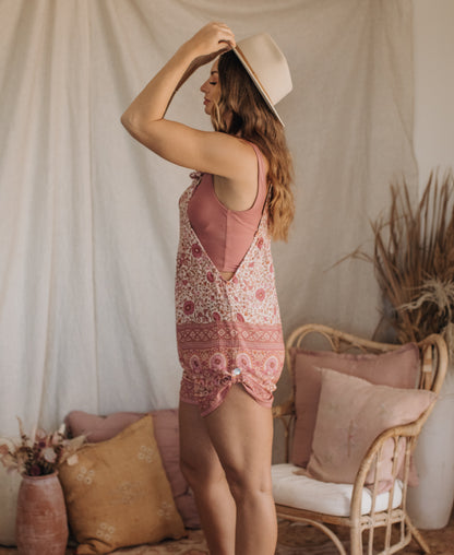 Relaxed Overalls in Pink Sands