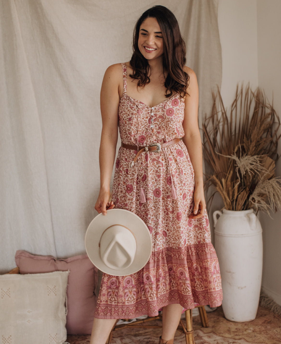 Midi Dress in Pink Sands