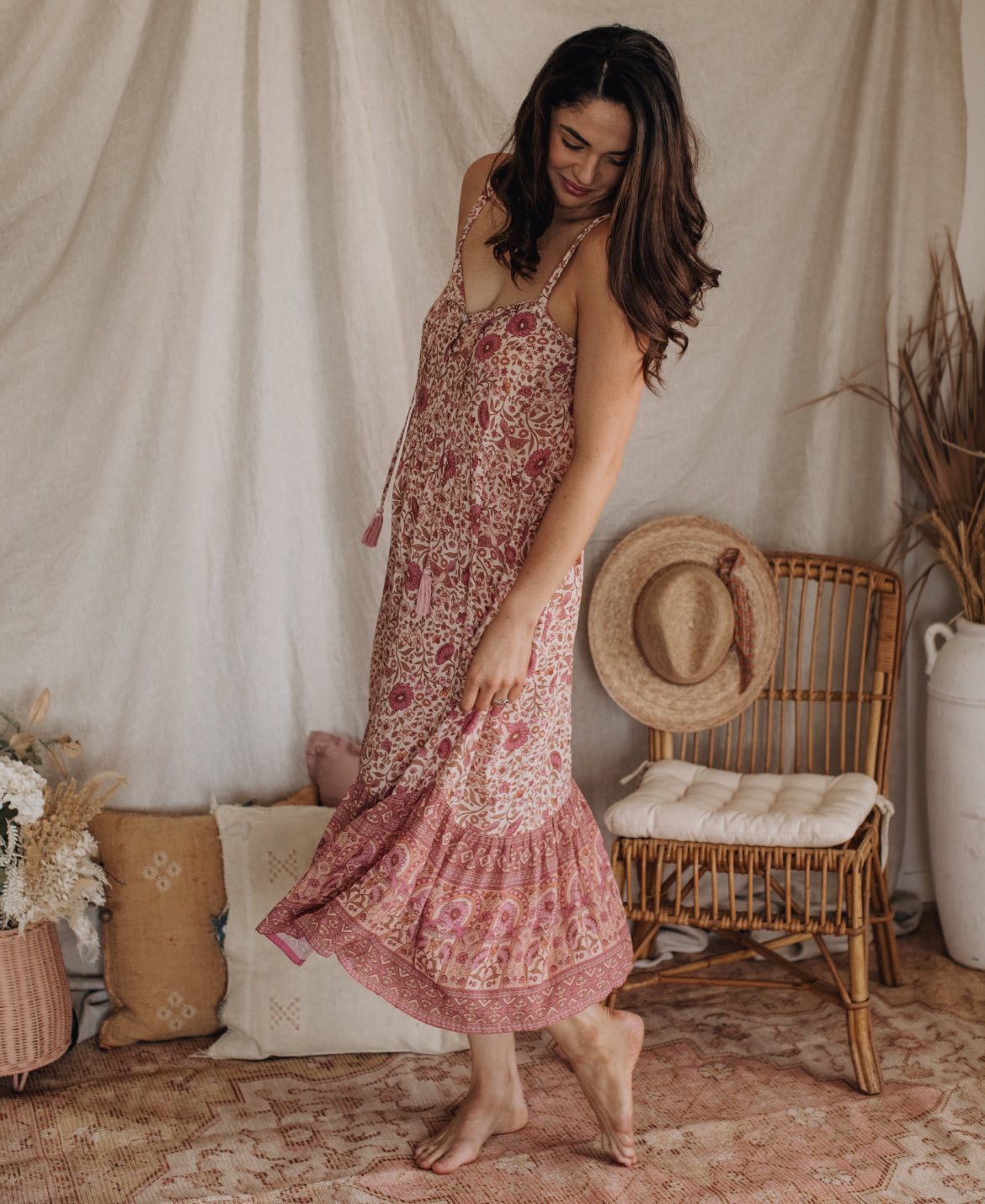 Midi Dress in Pink Sands