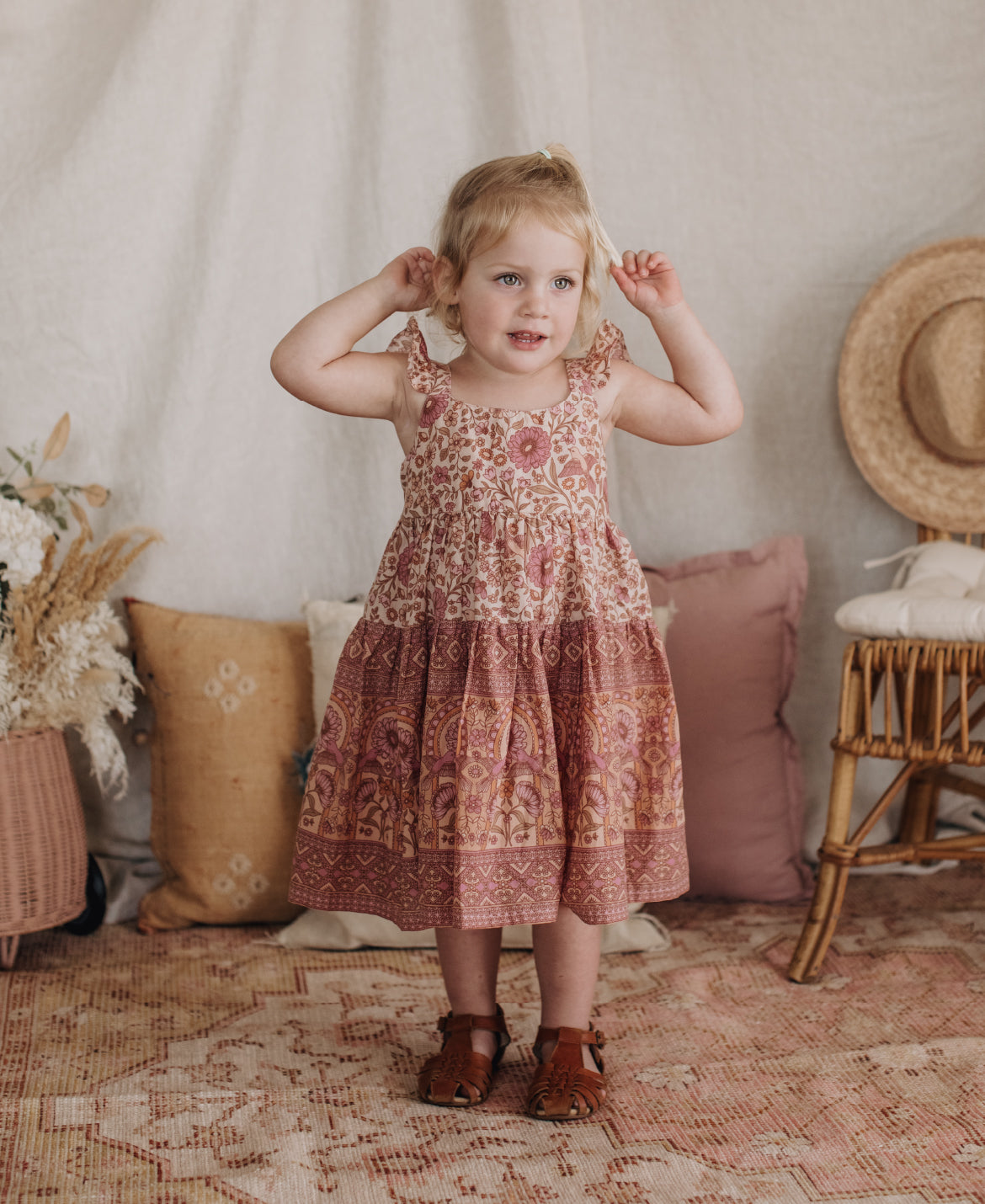 Frill Dress in Pink Sands