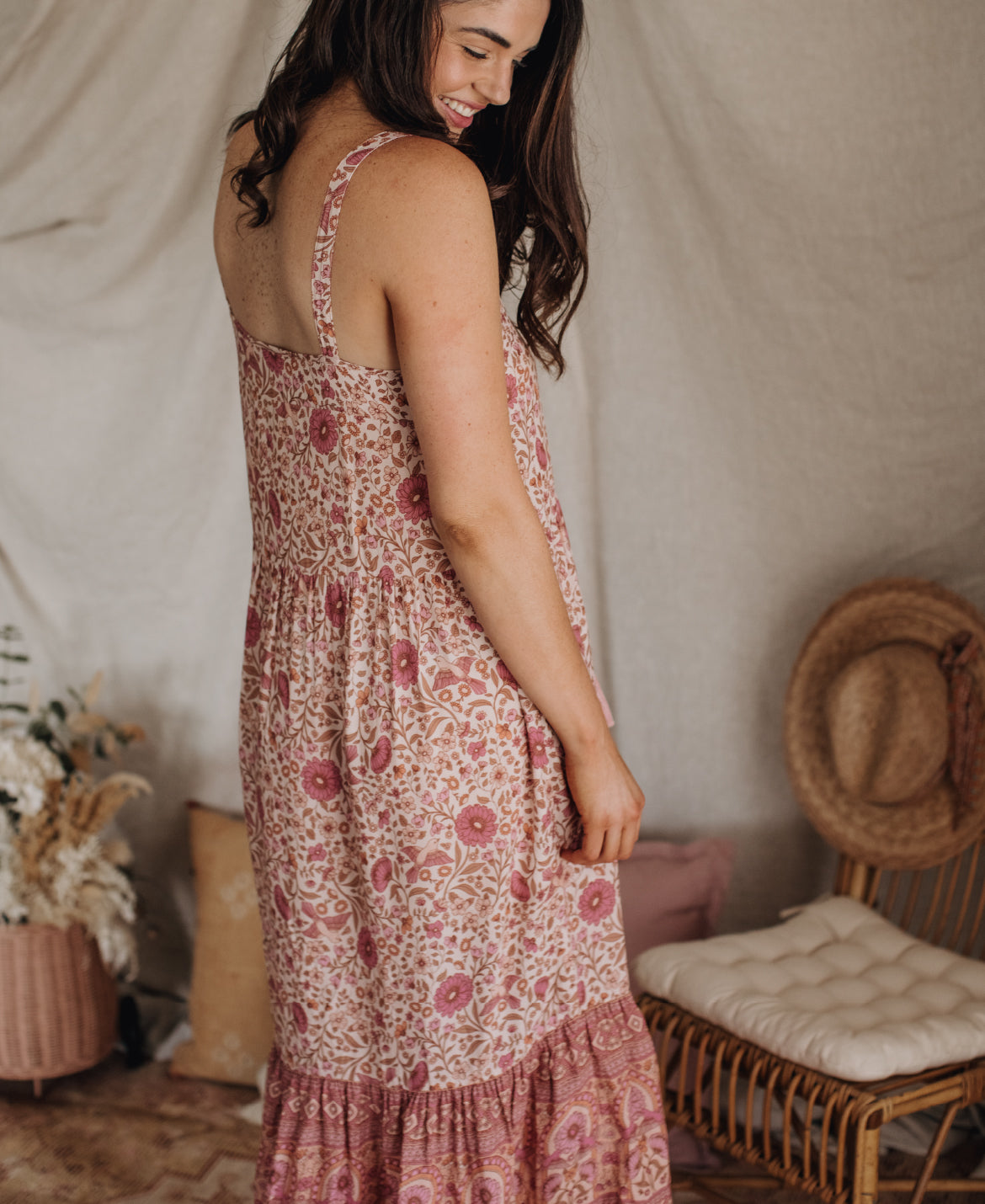 Midi Dress in Pink Sands