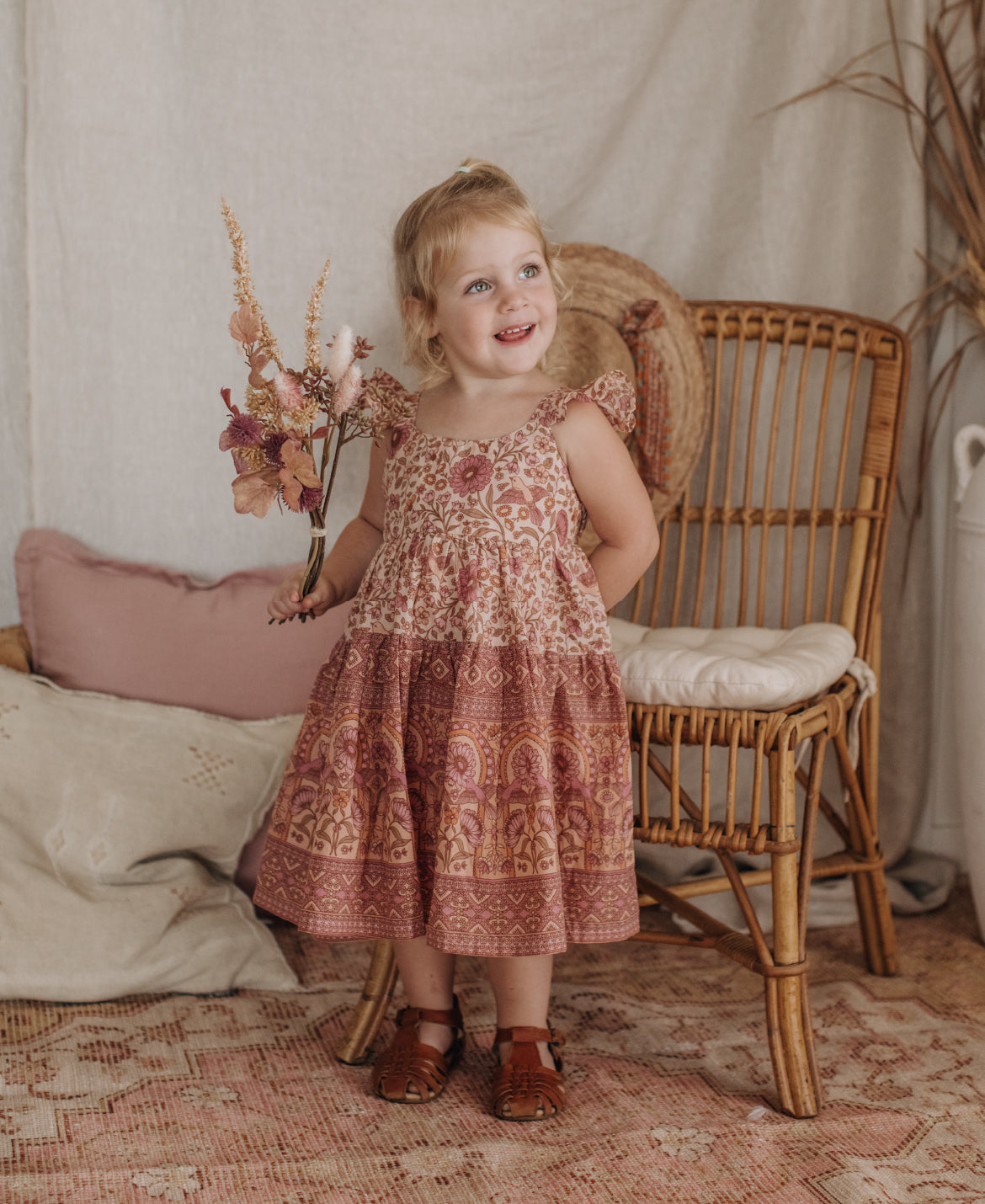 Frill Dress in Pink Sands