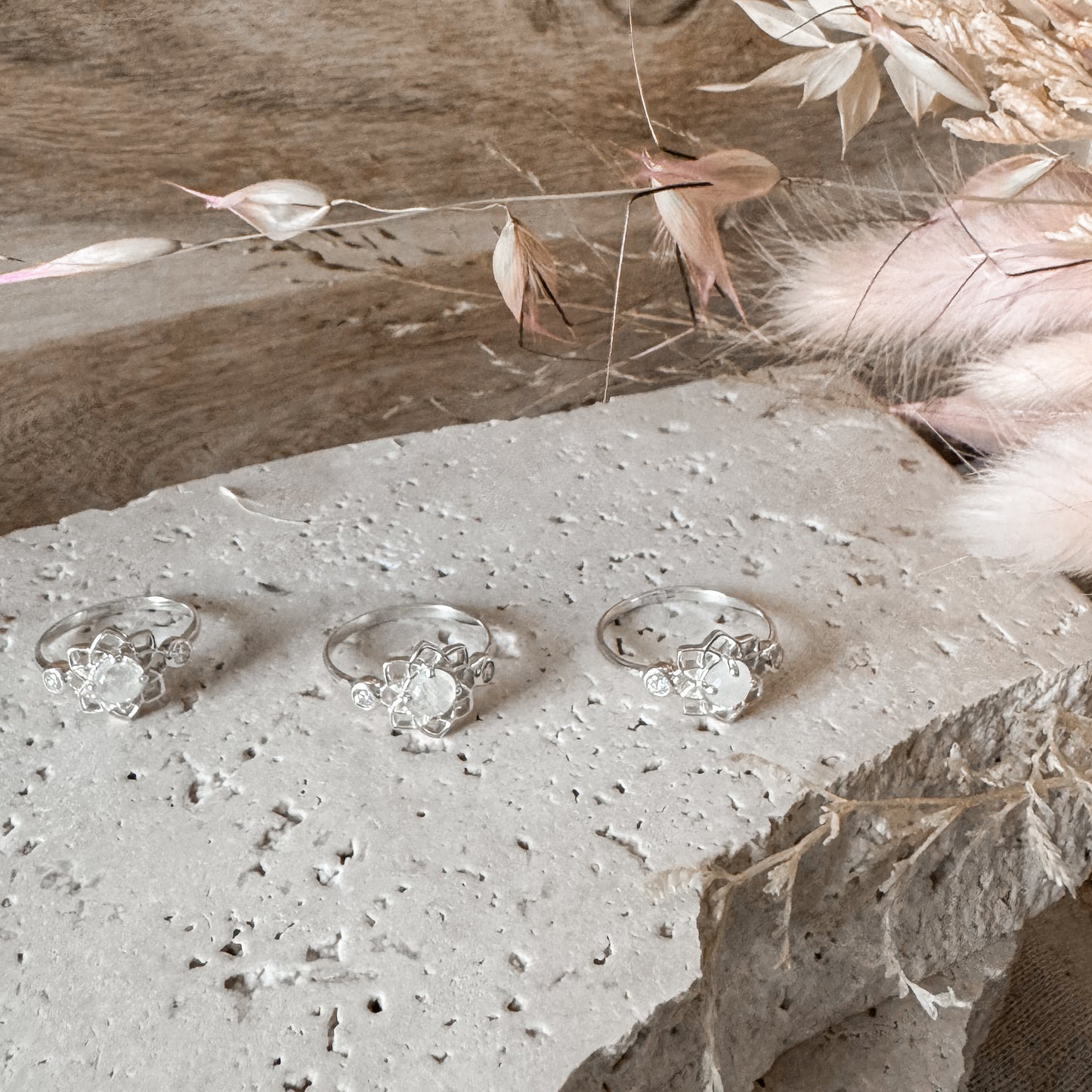 Moonstone with Cubic Zirconia Ring