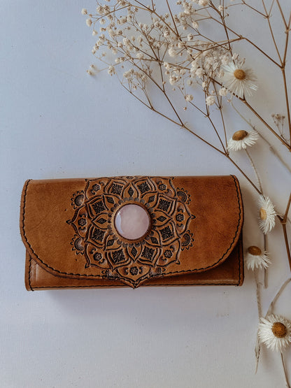 Mandala Leather Wallet - Tan