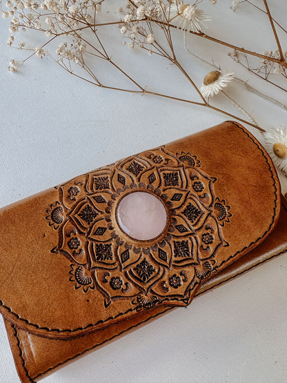 Mandala Leather Wallet - Tan