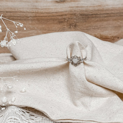 Moonstone with Cubic Zirconia Ring