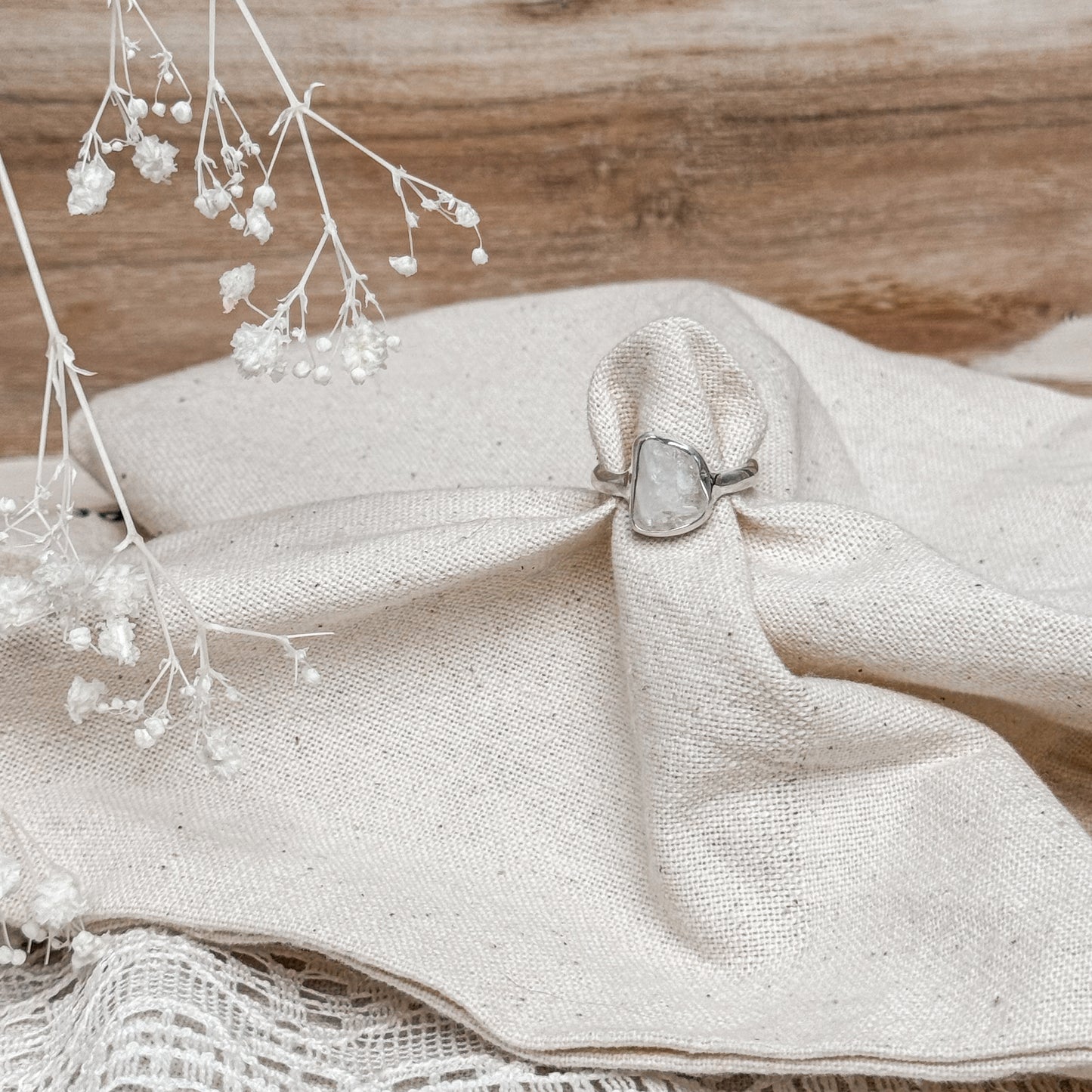 Rainbow Moonstone Gemstone Ring ~ Size 6