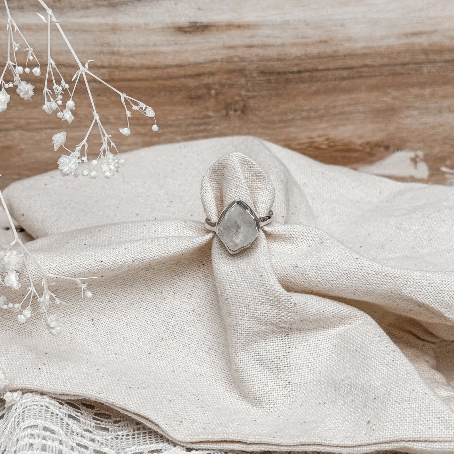 Rainbow Moonstone Gemstone Ring ~ Size 8